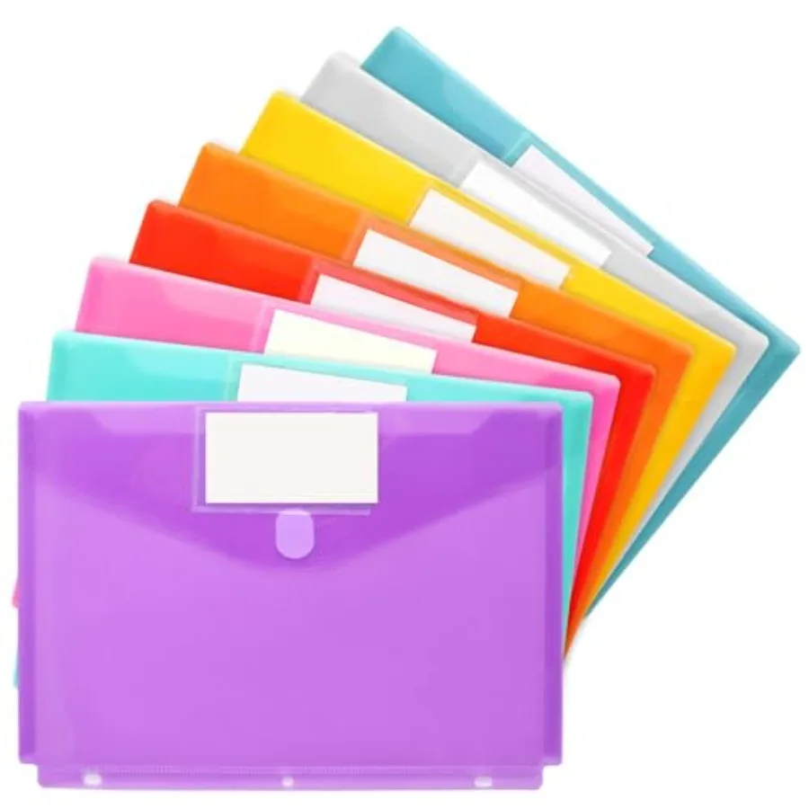 

8 упаковок органайзера для папок, пластиковые карманы для папок с 3 кольцами, папка для папок с этикеткой для школьных принадлежностей и документов Lett