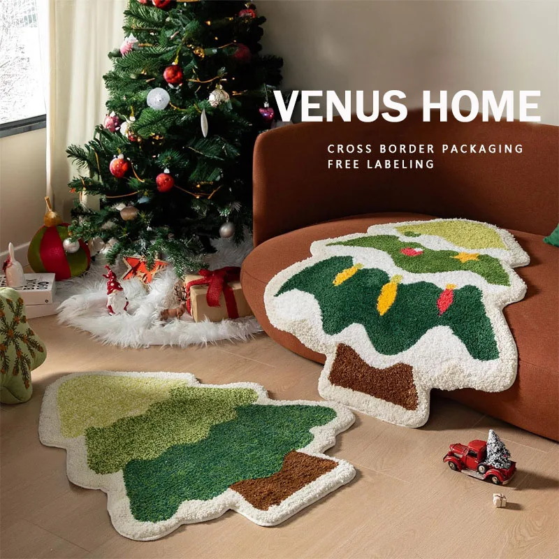 Santa Claus Bathroom Rugs for Living Room Red Christmas Rug Absorbent Washable BathMat Shower Non-Slip Soft Thick Bathtub Carpet