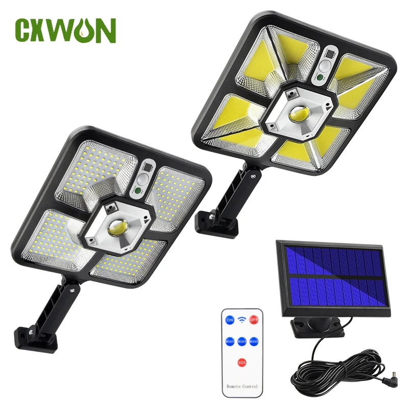 

Solar Lighting for Garden With Motion Sensor Outdoor Solar Energy Lamp Security Solar Wall Lights Dimmable Remote Flood Light