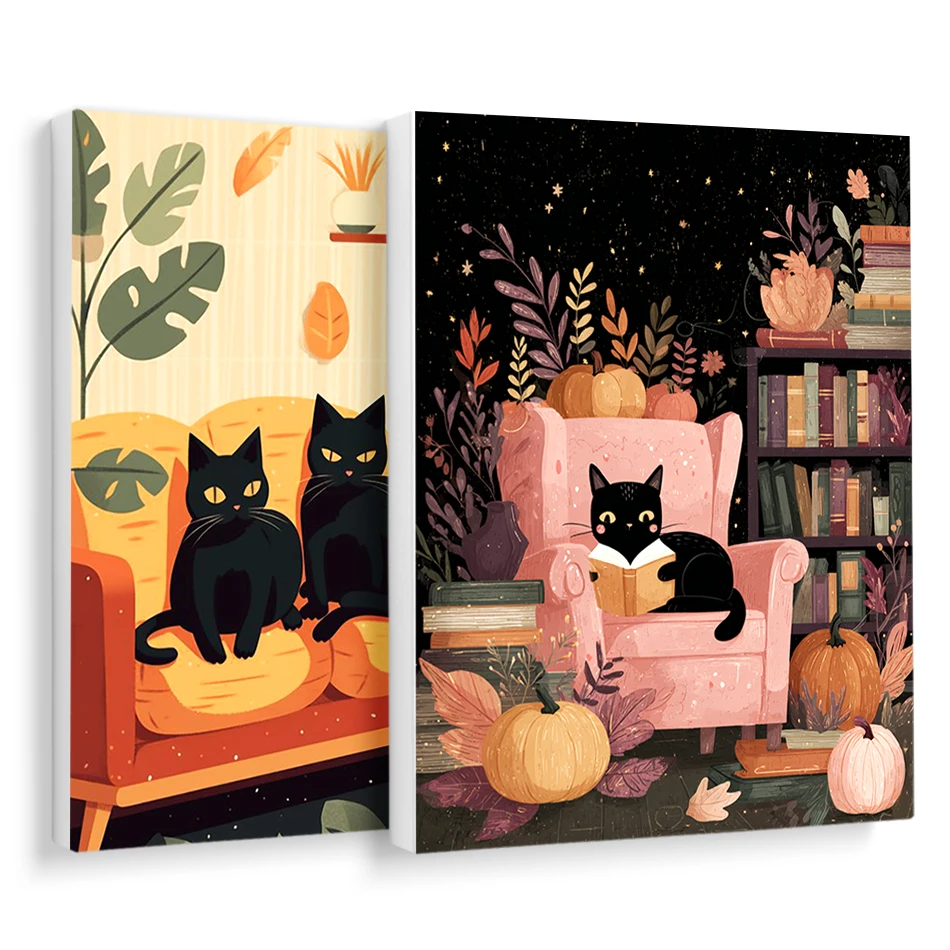

RUOPOTY Painting Paints By Numbers For Beginner Illustration pet black cat simple hand drawn Acrylic Paints Kits Handmade Gifts