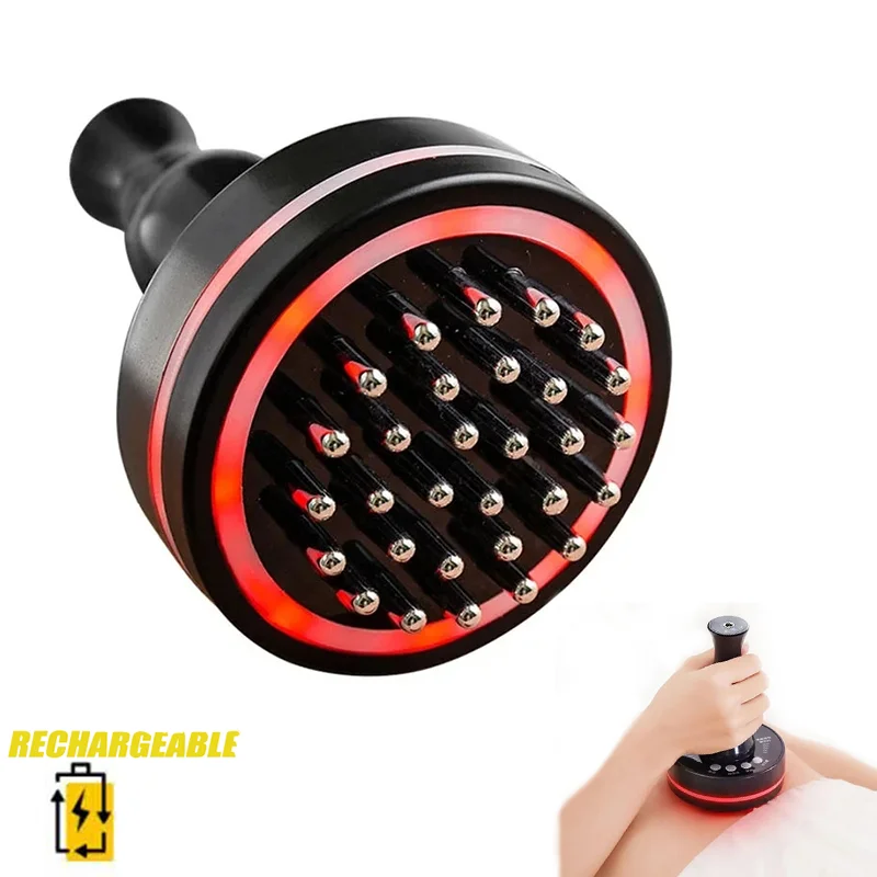 

Wireless Massager Rechargeable Far Infrared Meridian Brush Vibration Heating Gua Sha Scraping Machine Acupressure Microcurrent