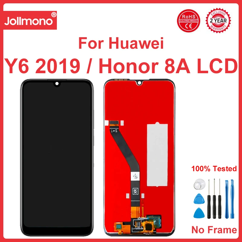 Huawei用タッチスクリーン交換,Honor 8a,JAT-LX1,lx3,y6 pro 2019, MRD-LX1F, 6.09インチ