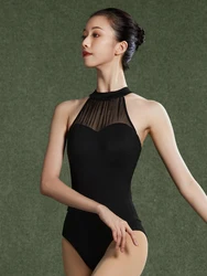 Body per balletto tuta da ballo con collo alto da donna adulto semplice superiore pratica quotidiana abbigliamento da ballo per balletto body da Yoga