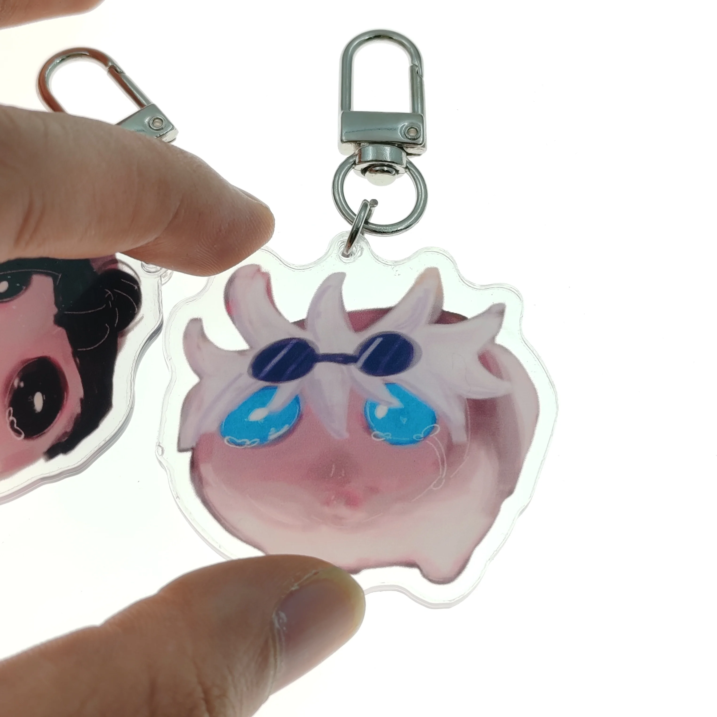 JJK Sad Hamster Meme Keychain, Anime-Inspired Student Couple Charm, with Blue Eyes, for Phone & Bag Decoration