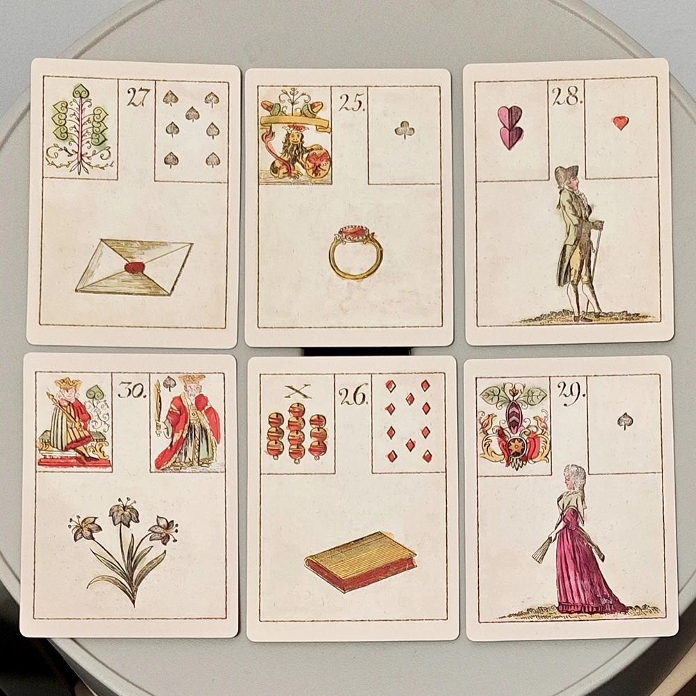 Juego de 36 cartas para adivinar el futuro, cartas del oráculo Ur-Lenormand - (El juego de la esperanza) - Baraja de adivinación vintage del siglo XVIII - 9*6 cm