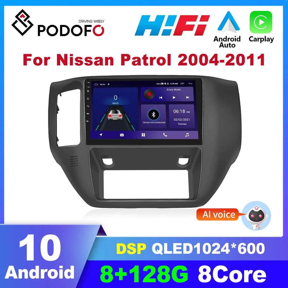 

Podofo Android 2 Din Car Radio For Nissan Patrol 2004-2011 Multimidia Video Player Carplay Autoradio GPS Navigation Audio