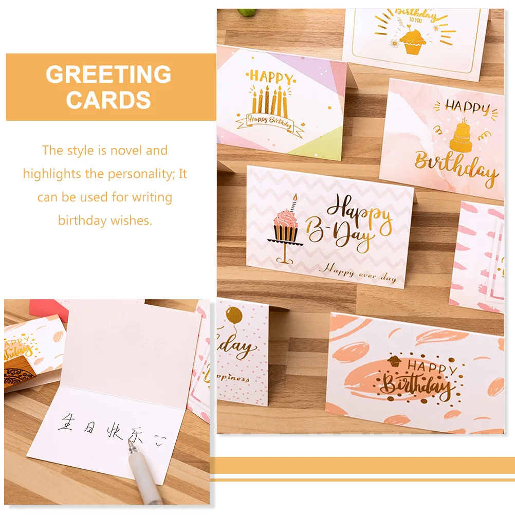 

80Pcs Birthday Cards Folding Greeting Paper Cards Birthday Blessing Card Bulk Gift Party Accessories Blessing Card