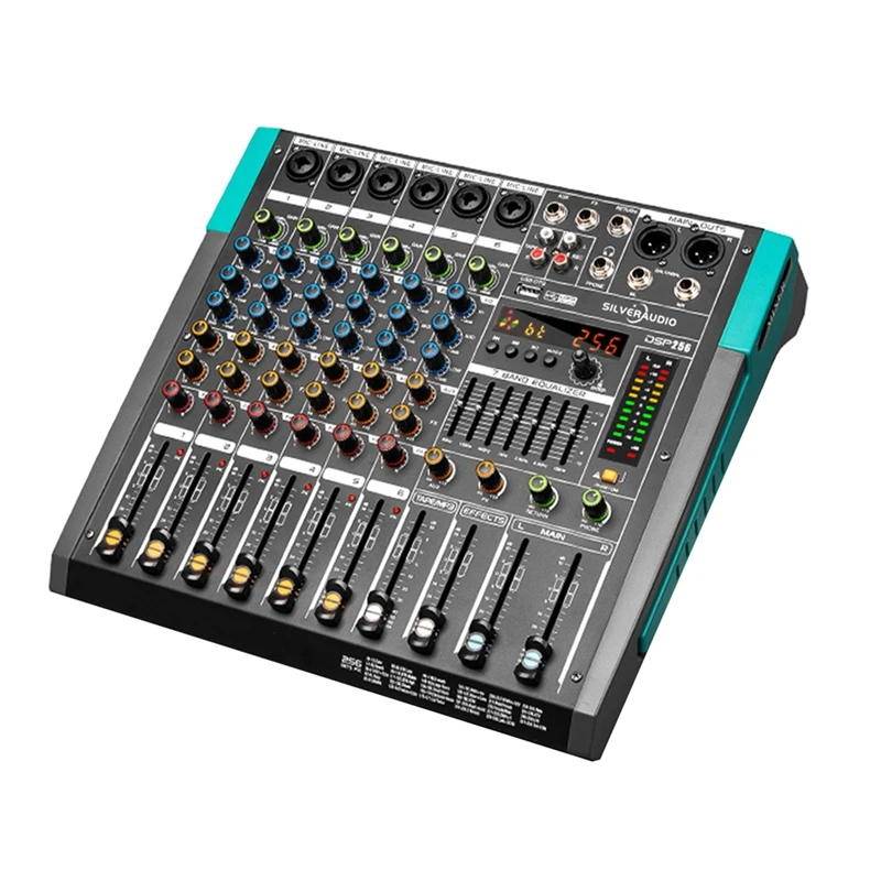 Professional Audio Mixer GAX-PA6 Channel Sound Board Console Mixing Desk System Interface Built-In 256 Reverb Effect EU Plug