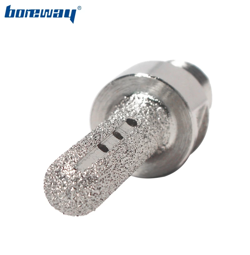 

Boreway D15*50T*1/2"Gas Diamond Vacuum Brazed Cyclone Finger Bit Coarse Grit CNC Finger Bits Ball End Mill For Stone Sink Hole