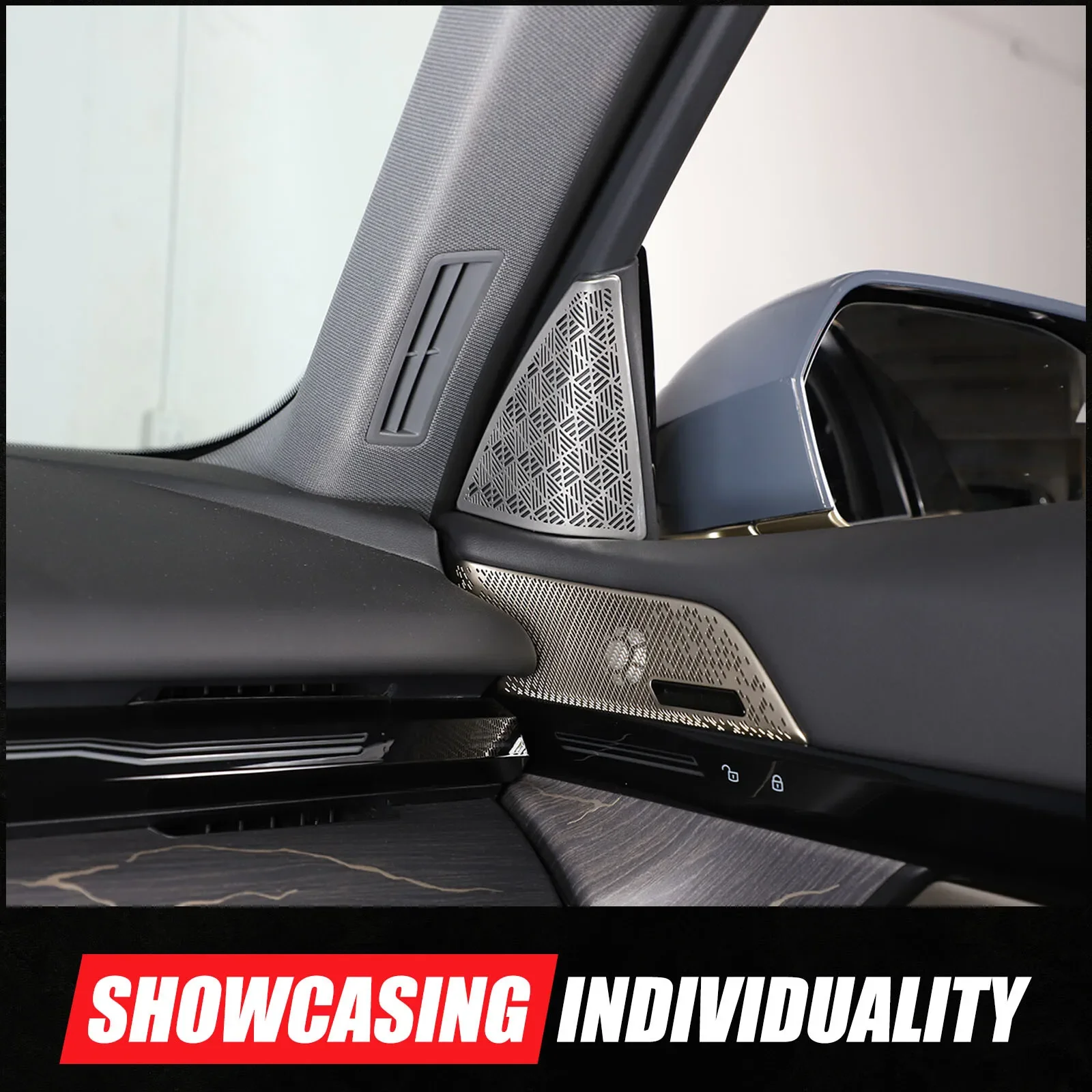 

Car Door A Pillar Speaker Cover Mesh Door Tweeter Protection Net Accessories 2PCS Stainless Steel For BMW 5 Series 2024-2026