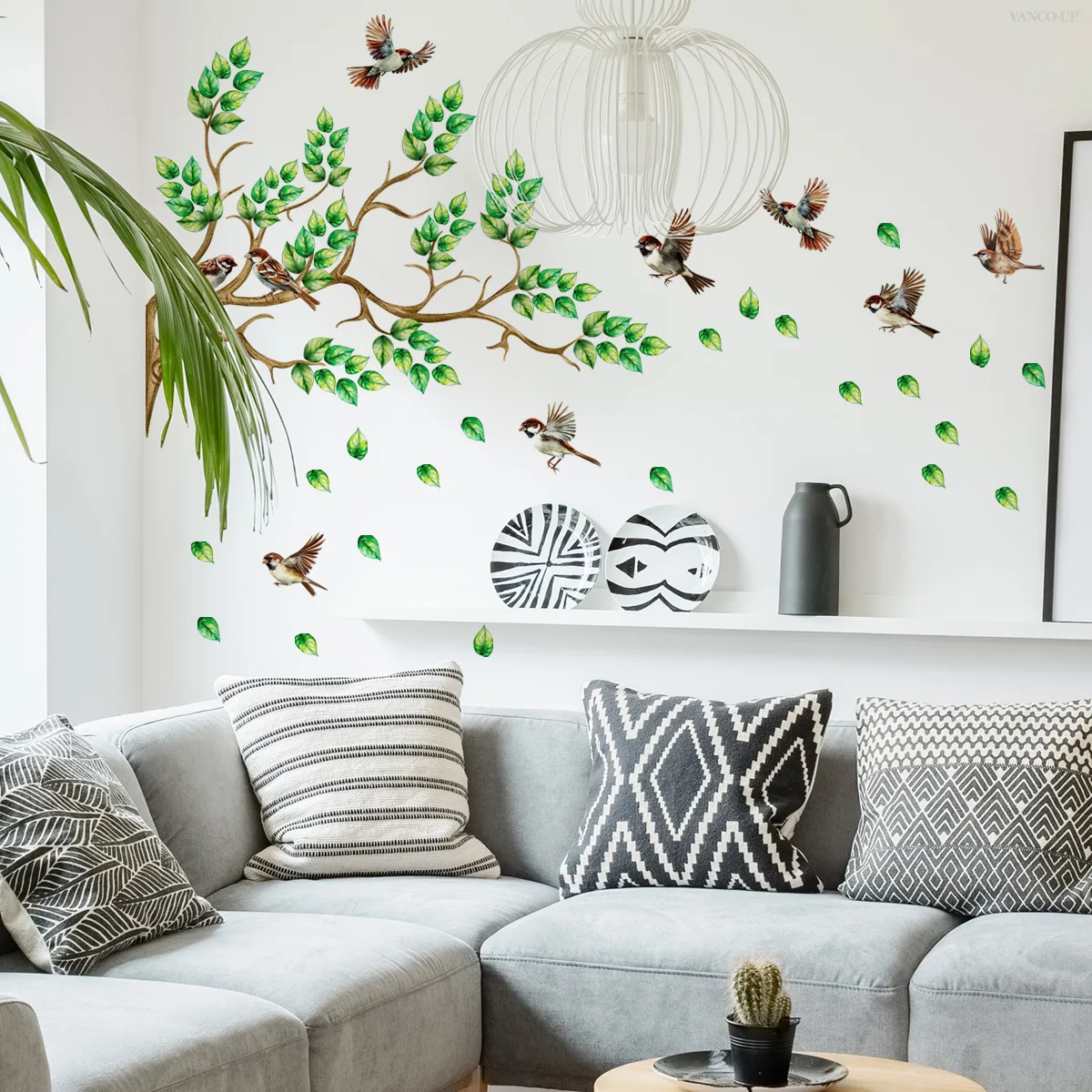New Green Plant Flower Wall Sticker Background Wall Home Decoration Wall Sticker