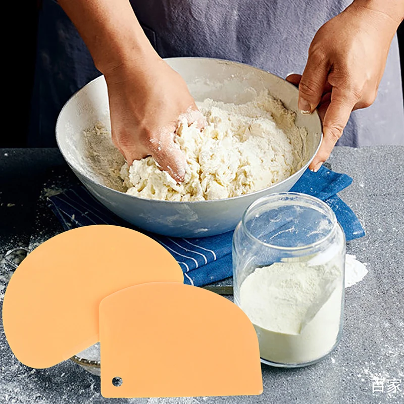 Orange Soft Flexible Plastic Dough Cream Scraper Cake Spatula Pastry Butter Cutter Baking Cake Pastry Tools for Bread Making