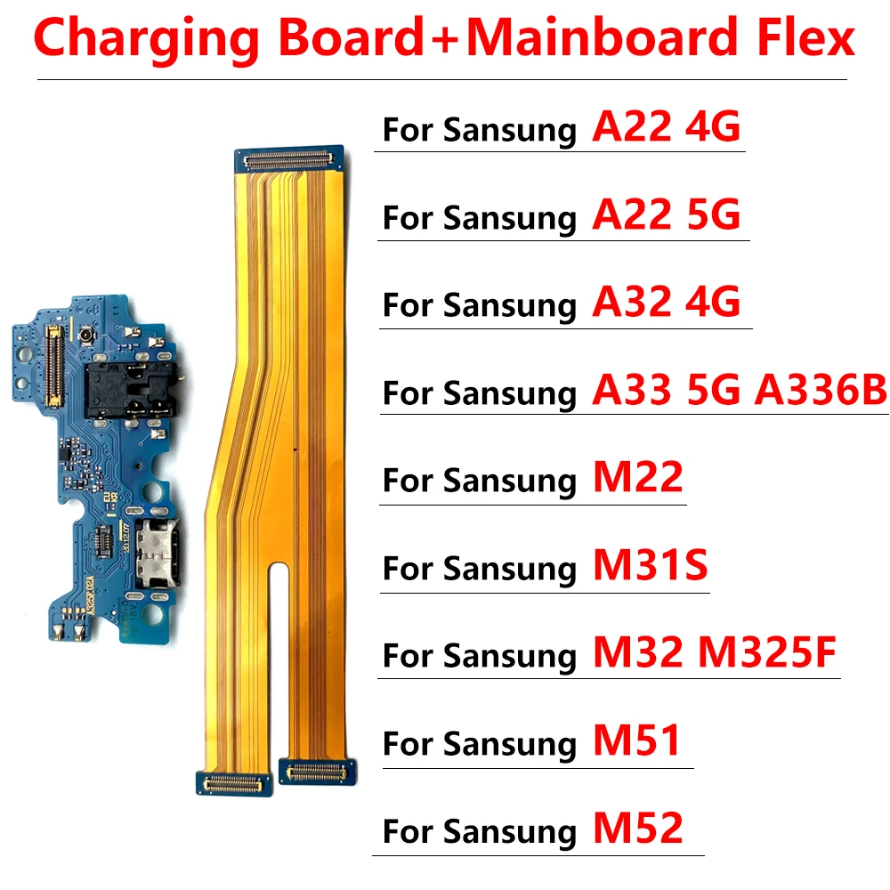 USB Charging Port Connector Main Motherboard Board Flex For Samsung A22 A32 4G A33 5G M22 M31S M32 M325F M51 M52 Fast charging