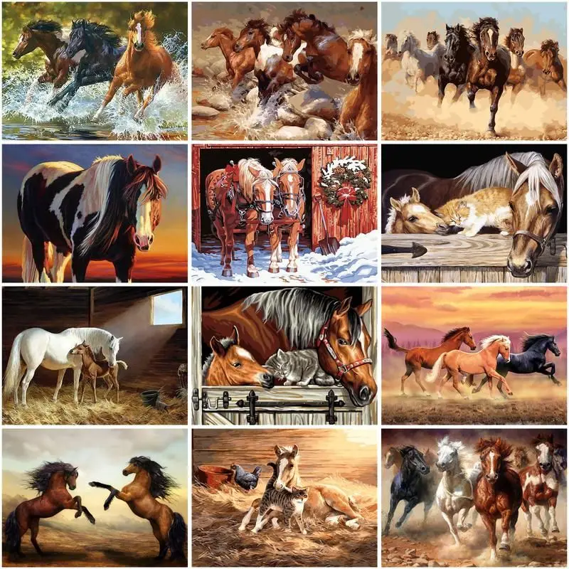 DIY Oil Painting By Numbers Galloping Horse Handpainted Art Wall Bedroom Living Room Home Decor Kids Room Decoration Unique Gift