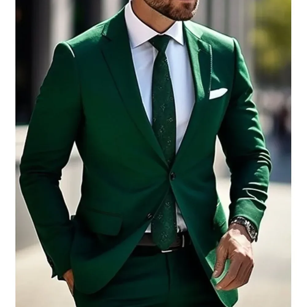 

Best Men's Suits Green Costume Homme Bespoke 2 Piece Jacket Pants Single Breasted Notch Lapel Slim Fit Evening Blazer Hombre2024