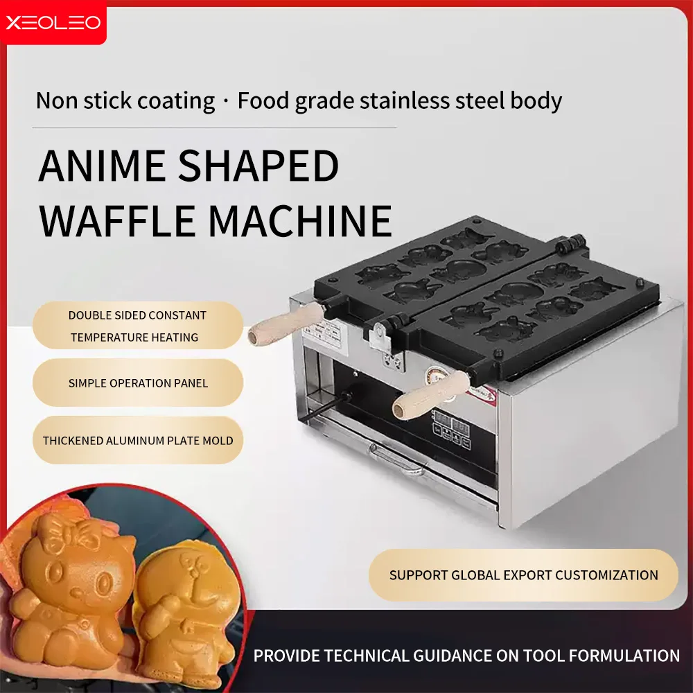 

XEOLEO Electric Cartoon Cat Bunny Shaped Waffle Maker 3000W Commercial Cartoon Anime Taiyaki Waffle Maker Machine