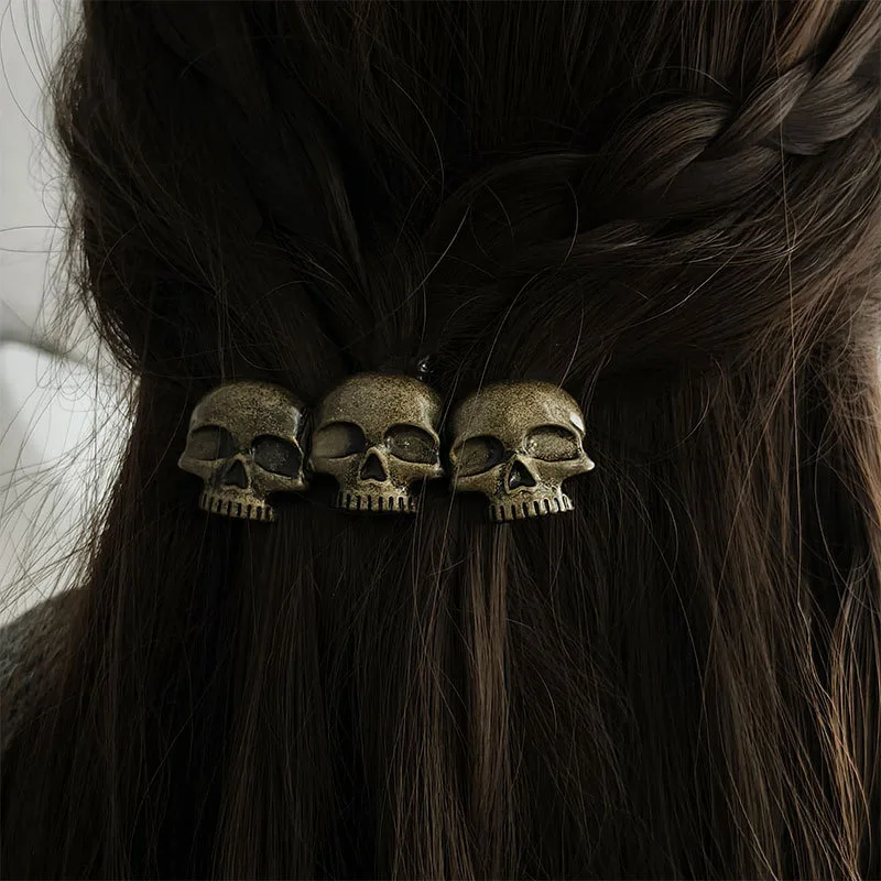 2024 New Punk Skull Hairpin Headwear Bangs Spring Clip Vintage Metal Women's Hair Accessories Spot Wholesale Jewelry Gift