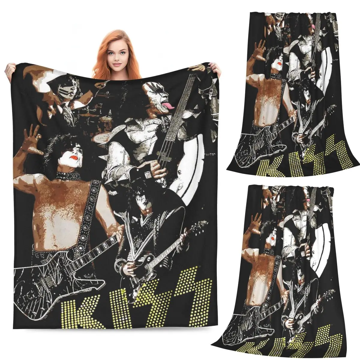 

Kiss Band Blanket Soft Warm Flannel Throw Blanket Plush for Bed Living room Picnic Travel Home Couch