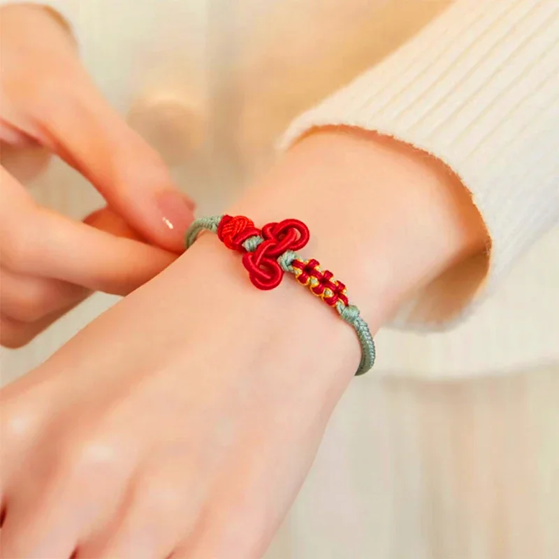 Lucky Wen-Chang Hand-knitted Multicolor Bracelets Cotton Thread Literary Artistic Style Bracelet Ethnic Rope Accessory Gifts