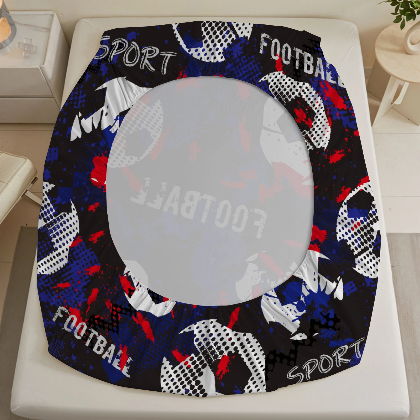 1 Football digital printed frosted Fitted Sheet,bedroom printed bed cover,bedding(No pillowcase)