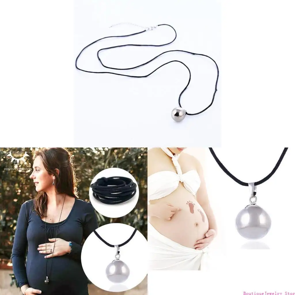 E1PE 43'' Ball Pregnancy Bola Necklace Vintage Ball Caller Bola Balls Pendant Necklace for Women
