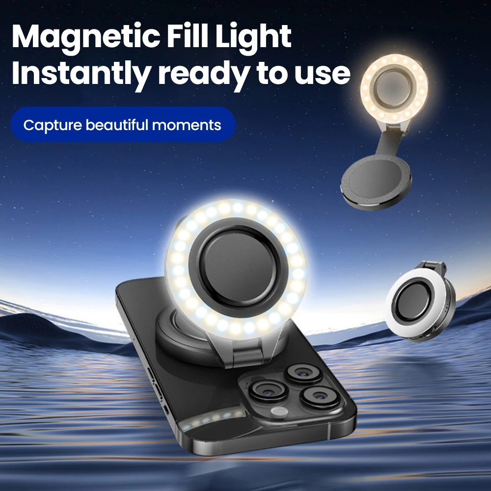 

Magnetic Fill Light LED Selfie Portable Adjustment Cool Warm Soft Light Mobile Phone Taking Photos Universal Pocket Fill Light