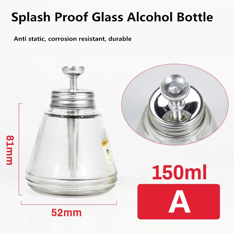 Empty Thickened Glass Alcohol Bottle Press Type Corrosion Resistant Water Bottle Mobile Phone Repair Cleaning Tools