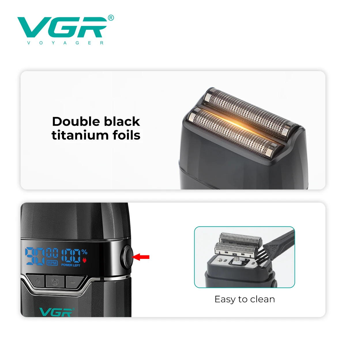 VGR フェイスシェーバー 9000RPM プロフェッショナル男性用 V-377