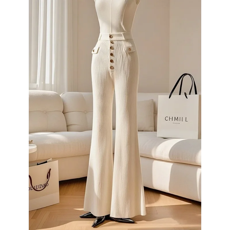 

Ленивые свободные широкие брюки, слегка расклешенные брюки, темпераментные высококачественные универсальные брюки с высокой талией для женщин