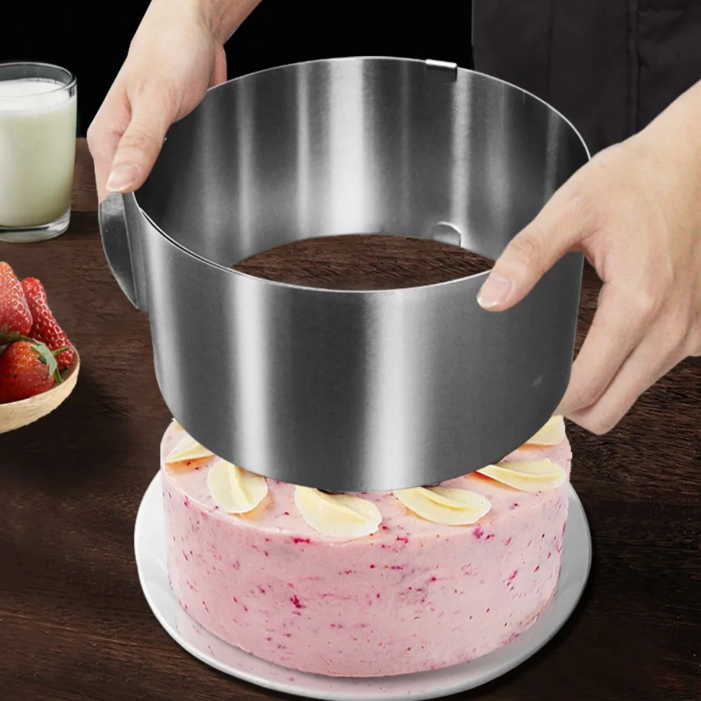 1pc Adjustable Cake Ring Mold Stainless Steel Round Baking Ring Telescopic Mousse Cake Ring Pastry Cooking Supplies Cake Tool