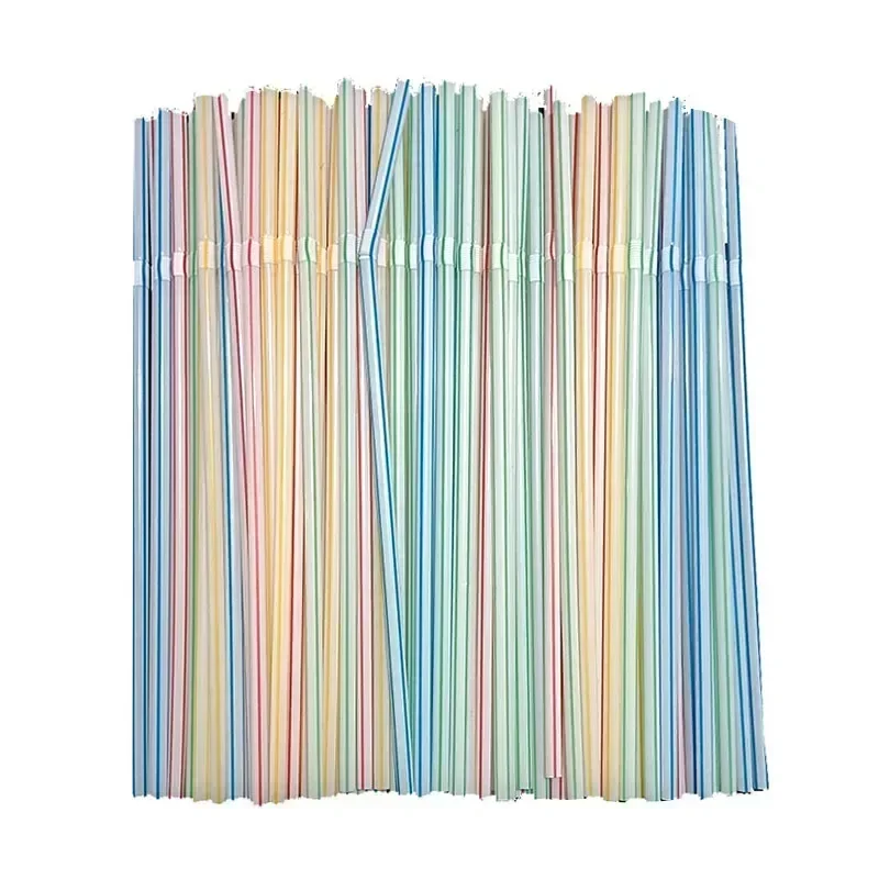 100Pcs Colorful Disposable Plastic Curved Drinking Straws Wedding Birthday Party Bar Drink Plastic Straws Bubble Tea Straw