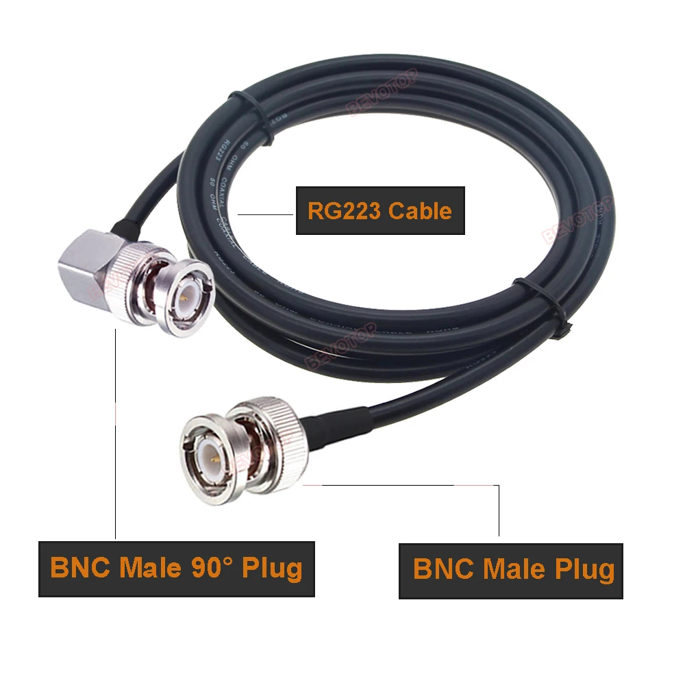 RG223 Cable BNC Male to BNC Male Right Angle 90° Plug High Quality RG-223 Double Shielded Low Loss 50 Ohm RF Coaxial Cable