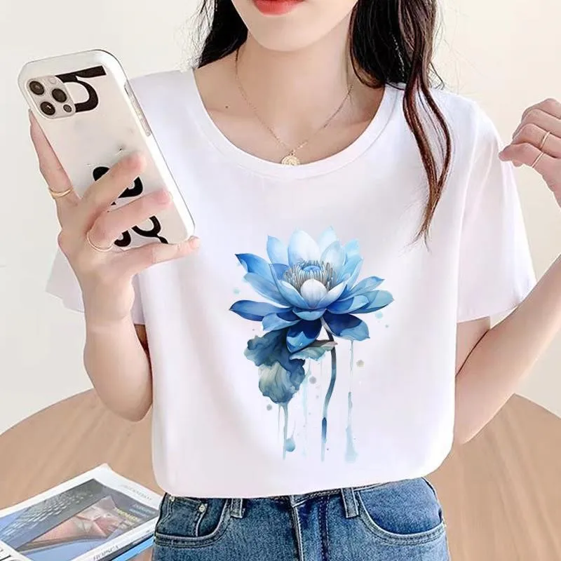 2026 Women's T-shirts Ins Cotton Cute Print Various Patterns Popular Internet Celebrity Commuter Short Sleeved Office Daily Top