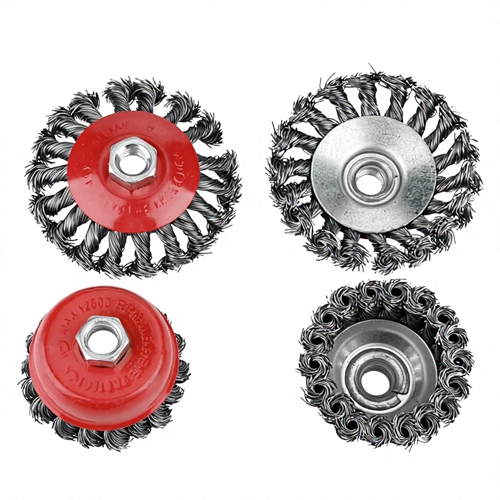 Cross-border wire angle grinder combo set with brush wheels, bowl-shaped pan tool, 4-piece set with M14 threaded teeth