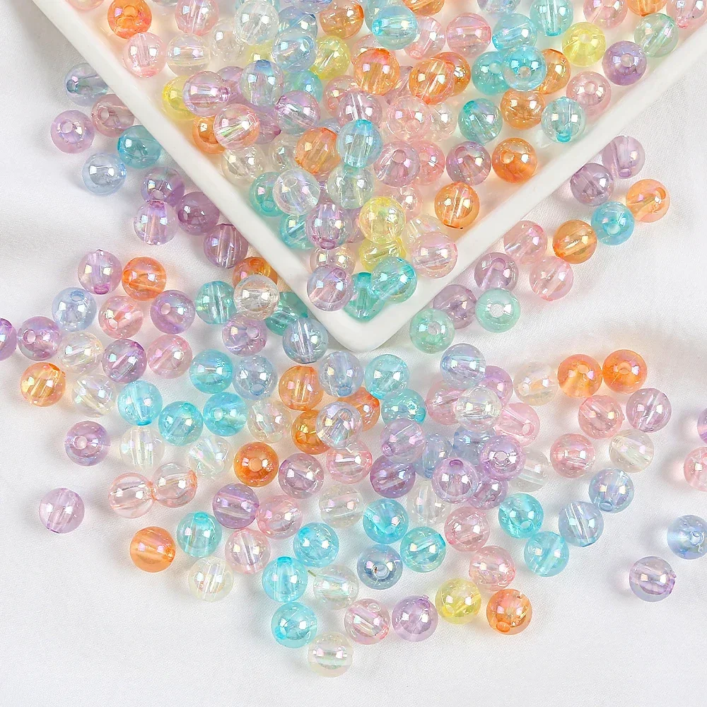 4-16mm Acrylic Plated AB Color Beads Round Loose Beads For Bracelet Necklace DIY Bracelet Necklace Jewelry Making