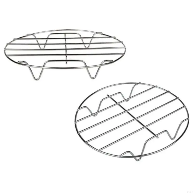 F92F 2pcs Stainless Steel Air Fryers Rack for Grilling and Baking Round Steaming Tray