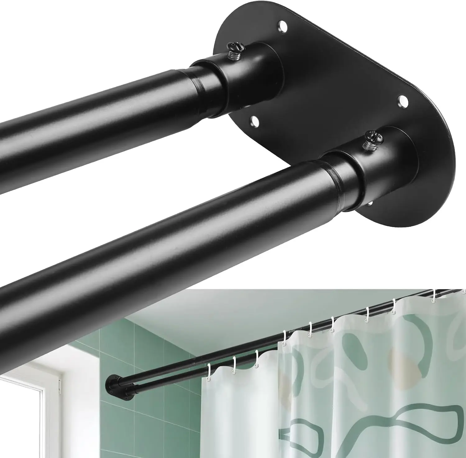

Double Shower Curtain Rod 28 to 75 Inches Elegant Double Shower Rod Adjustable Wall Mounted Double Shower Curtain Pole for Bathr