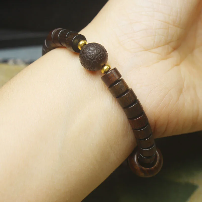 Tablet Beads Bracelet Flexible Ring Bracelet Ethnic Style Men and Women Crafts Buddha Beads Rosary Fashion Ornament Gift