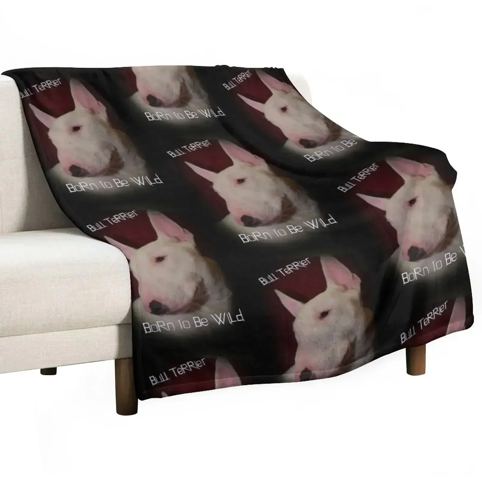 Bull Terrier born to be wild Throw Blanket Custom Giant Sofa Shaggy Blankets