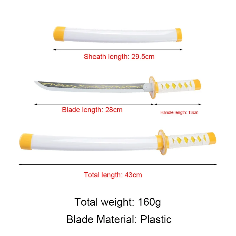 43 cm/16,9 pouces Anime Katana Cosplay Chract cadeaux de noël pour ami accessoires de Performance sur scène lame en plastique