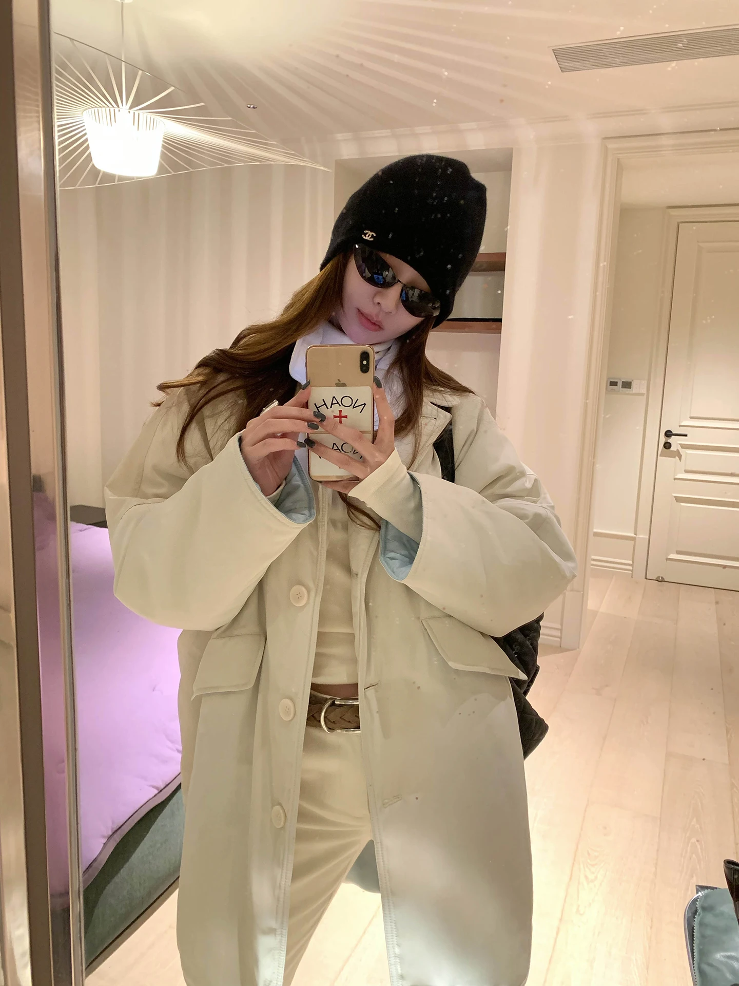 

Vcruan Hawaiian Nut Color Flight Jaet RW254252 Women's Casual Cotton Coat Long Sve Zipper Closure Stand Collar Winter Ou...