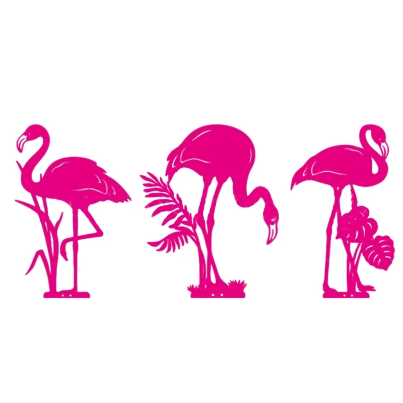 Small Pink Flamingo Garden Courtyard Stake Metal Garden Decorative Stake Flamingo Signs Ornament Outdoor Yard Lawn Decor