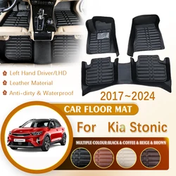 for Kia Stonic 2021 Accessories 2017~2024 KX1 LHD Car Leather Waterproof Foot Inner Liner Carpet Mats Custom Rug Car Accessories