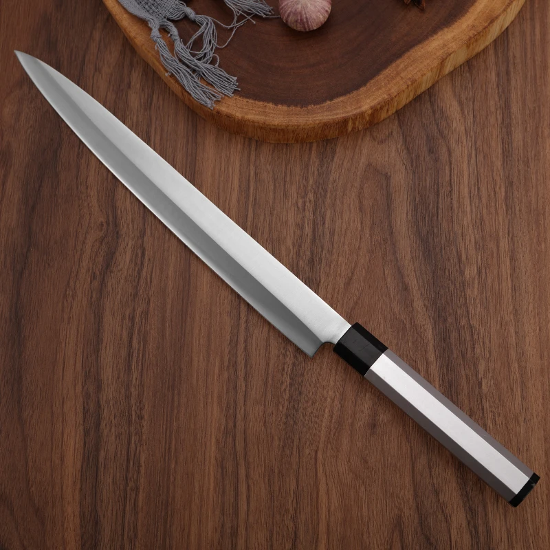 Cuchillo Sashimi con mango de aluminio, cuchilla de un solo filo para Chefs, rebanador de acero alemán 1,4116, Yanagiba, cuchillos de cocina japoneses