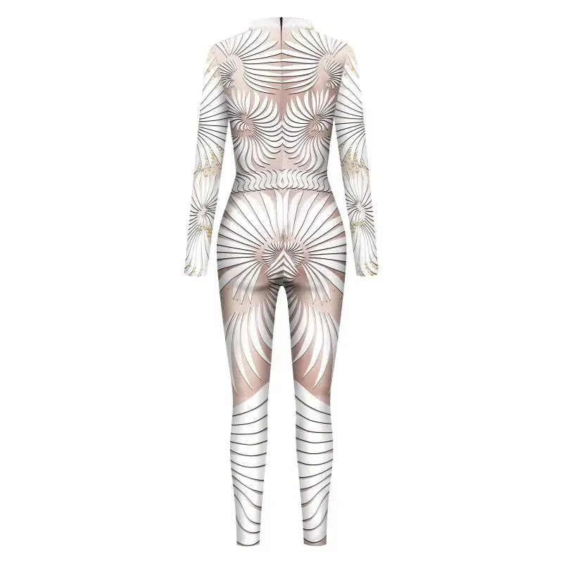 Teanoon lantejoulas padrão traje feminino sexy zentai bodysuit cosplay macacão férias carnaval festa roupas terno elástico