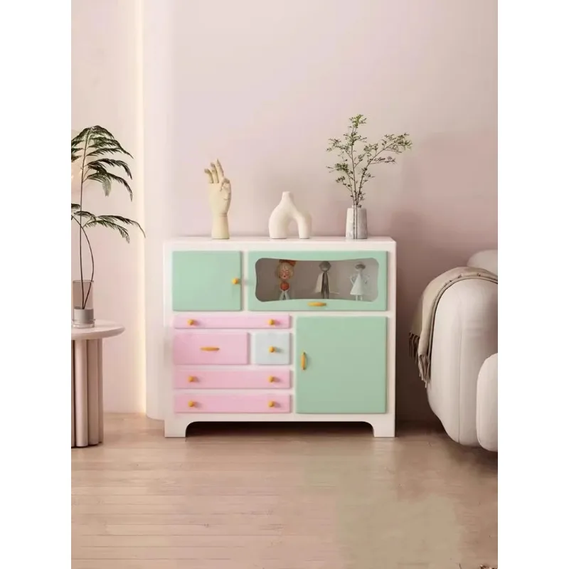 Modern French color chest, Nordic simple side cabinet, porch cabinet, girl's heart, pink locker, photography props