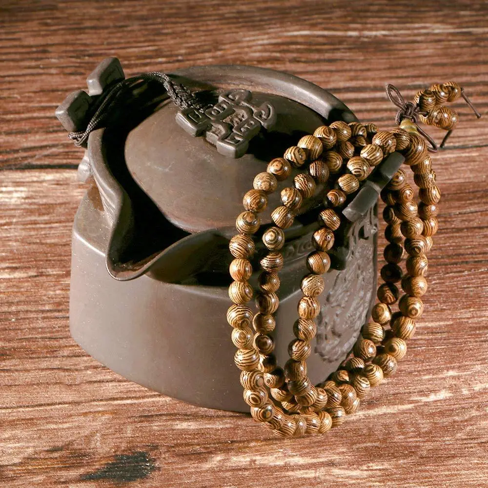 NEW Special Beads Bangle Jewelry Wenge Wooden Mala Bracelet Prayer Beads Rosary Buddha