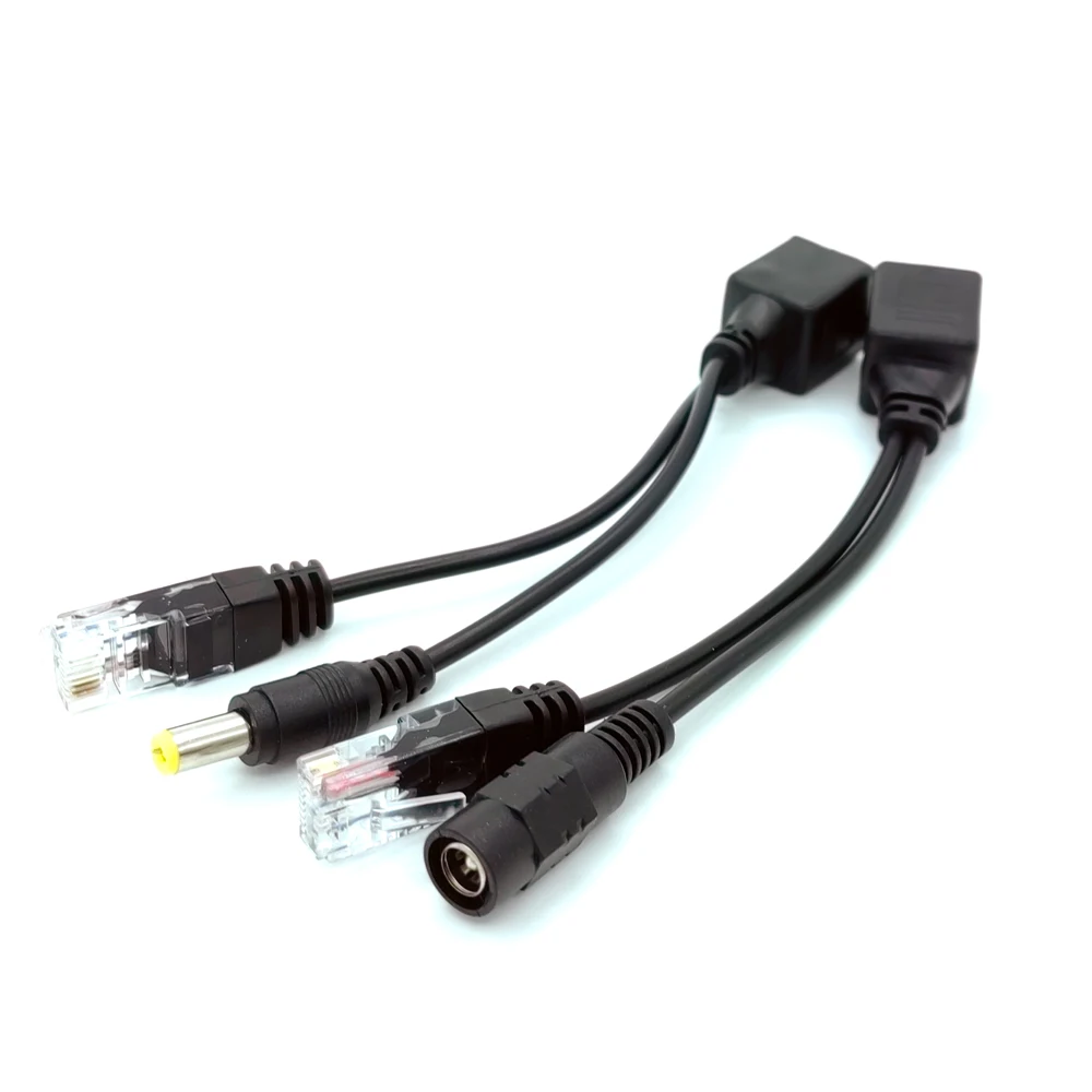 JIENUO POE Spliter مقاوم للماء مع كابل محول الفيديو والطاقة RJ45 12 فولت-48 فولت وحدة العرض حاقن لموسع كاميرا IP #4