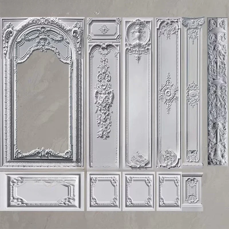 European retro gypsum wainscoting, TV background wall, wedding dress, film and television wall, Roman column shape, carved plast