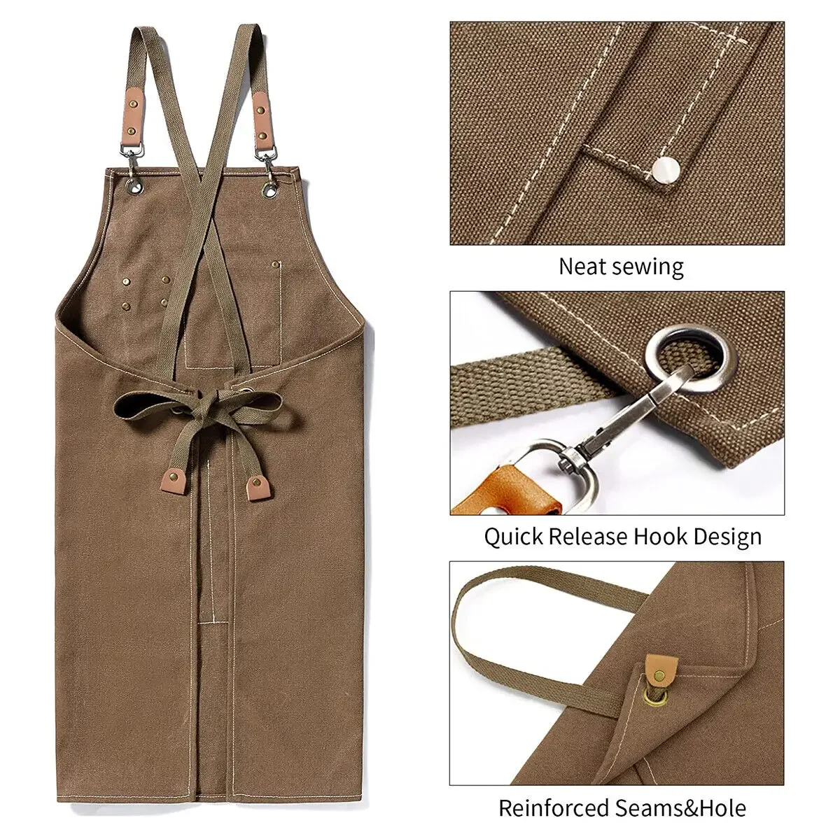 

Multi-Purpose Thicken Canvas Apron Waterproof Stain Resistant with Pockets for Kitchen Cooking Woodworking Painting Work